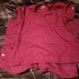 Cherokee work wear scrub set wine xl